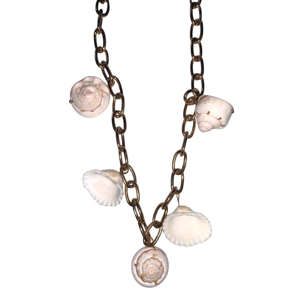 Seashell Charm Necklace in Gold
